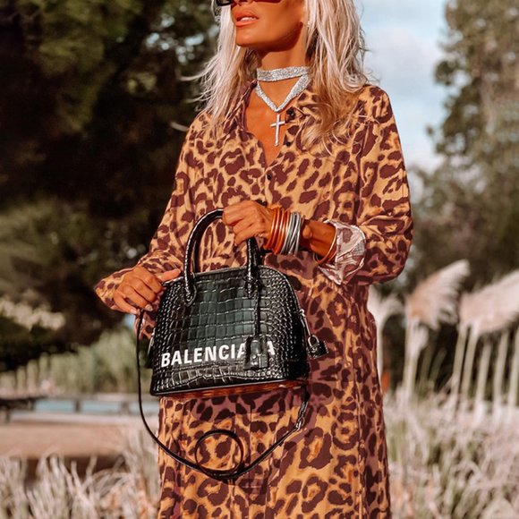 NWT Leopard Buttoned Maxi Dress - Picture 2 of 4